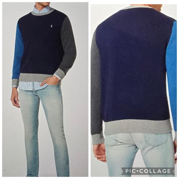 Polo Ralph Lauren Wool Alpaca Color-block Knit Crewneck Sweater Mens XL  Preppy - Picture 2 of 10